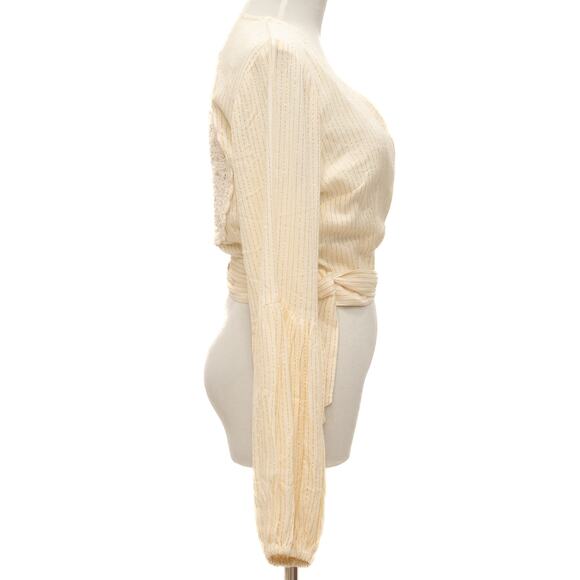 Raga Off White Jaya Wrap Crop Top Size Medium - Picture 4 of 12